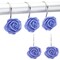 Purple Rose Shower Curtain Hooks, Flower Bathroom Decor (Stainless Steel, 12 Pack)